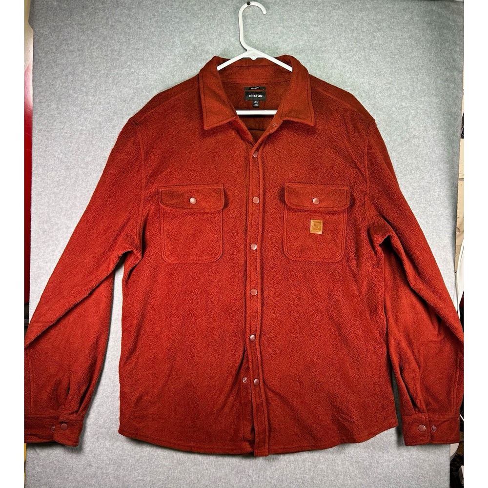 Brixton Men's XL Brown Relaxed Fit Snap Front Shacket Jacket Pockets Logo